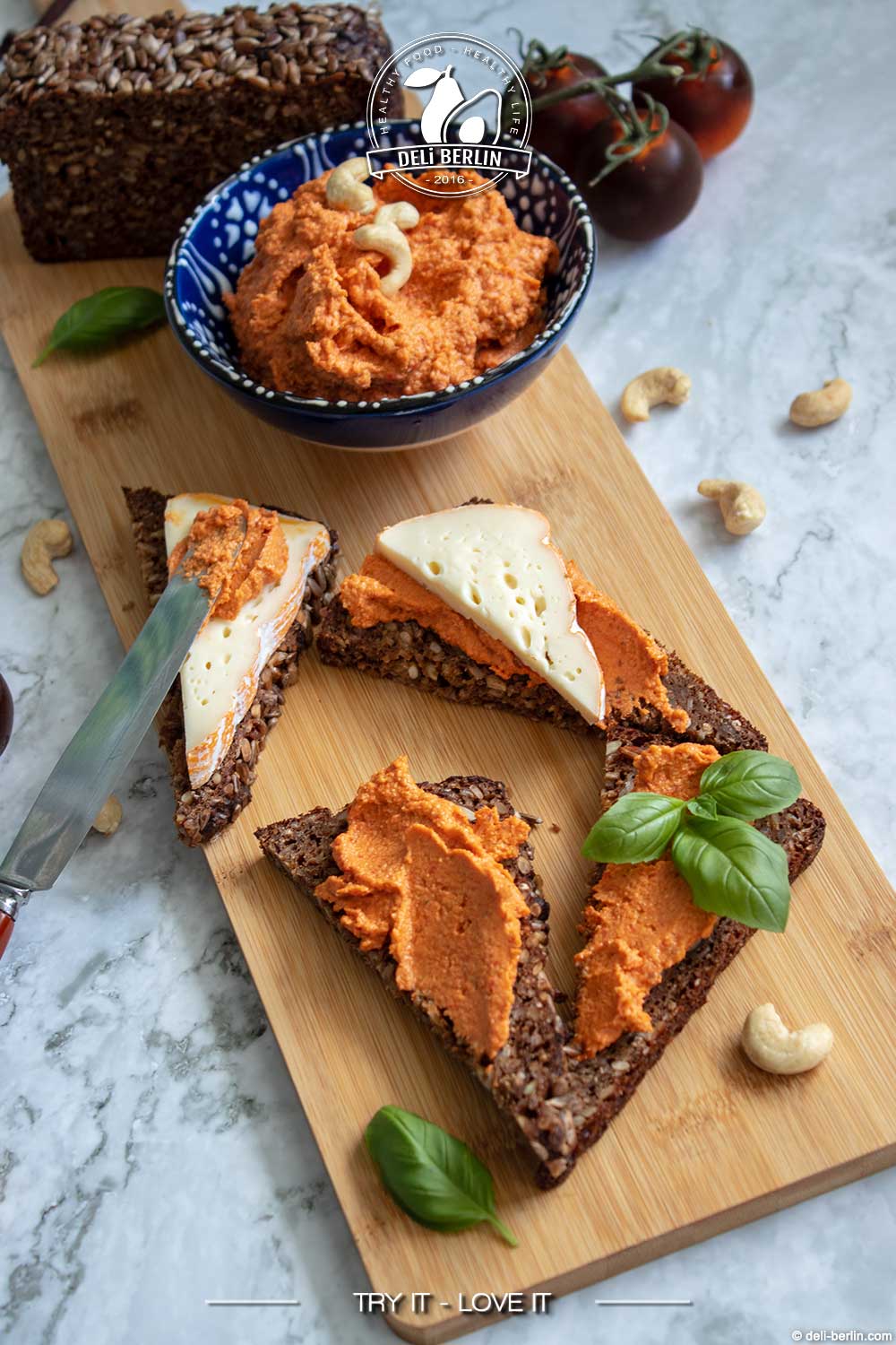 Cashew Tomaten Brotaufstrich - mit getrockneten Tomaten zubereitet